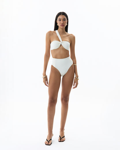 ONE SHOULDER BANDEAU TOP - PEARL