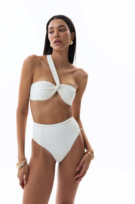 ONE SHOULDER BANDEAU TOP - PEARL