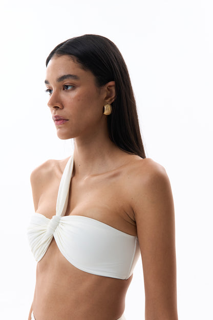 ONE SHOULDER BANDEAU TOP - PEARL